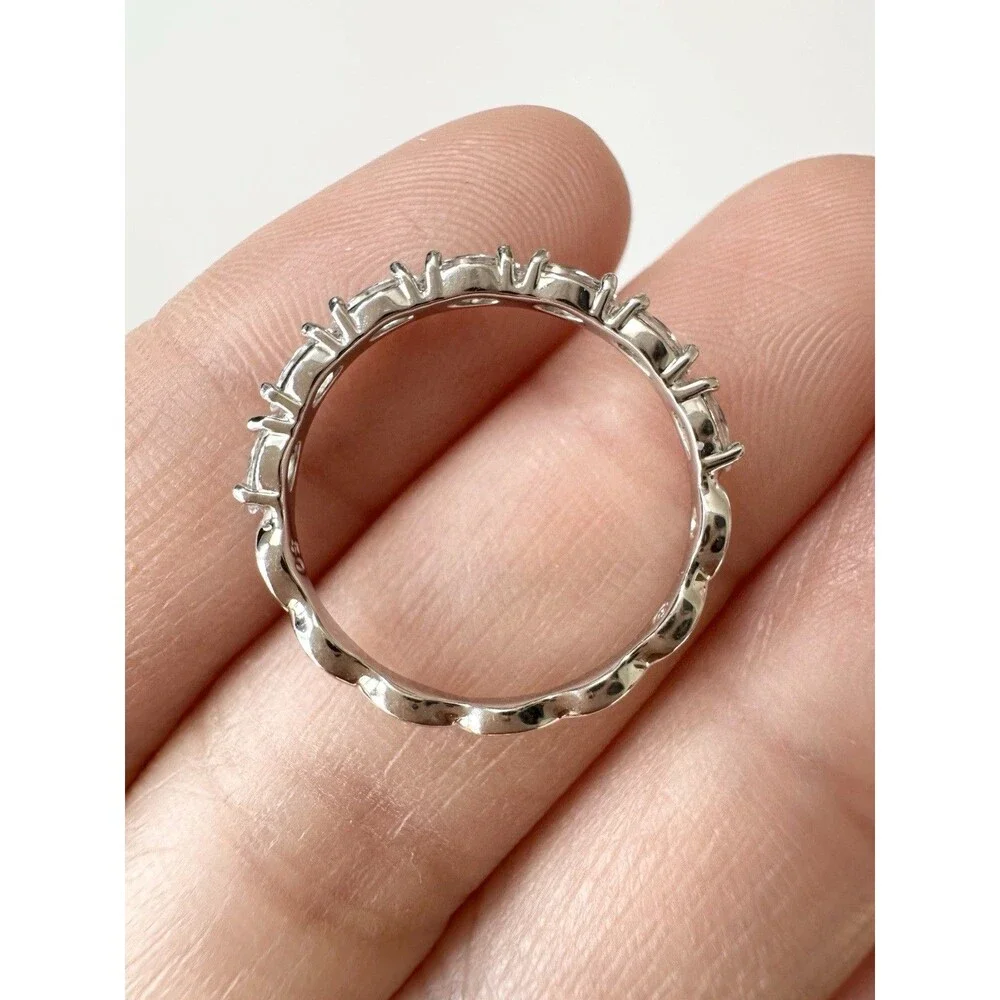 Swarovski Half Eternity Band Ring Silver Tone Size 5